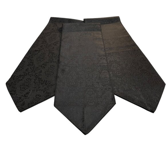 Set of 3 Black Brocade Table Runner Elegant Sophisticated 12" x 72" Paisley EUC - Picture 1 of 8
